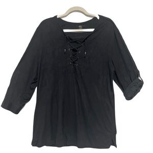 Intro ♥️ Navy Blue Lace-Up Tunic Top SZ L